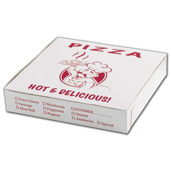 Chef's Classic Pizza Boxes, 10 x 10 x 2", Customization Options