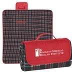 Roll-Up Picnic Blanket - Embroidered Red/Red/Black Plaid