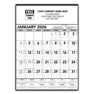 Office Gifts - Black & White Contractor Memo Calendar - 2026