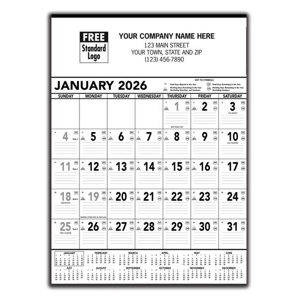 Custom Black & White Contractor Memo Calendar - 2026 | Deluxe.com
