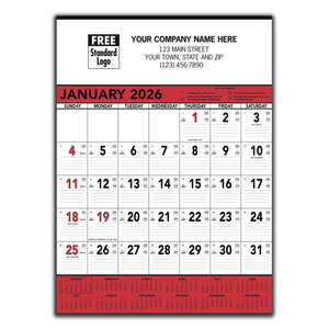 Office Gifts - Red & Black Contractor's Memo (13-sheet) Calendar - 2026