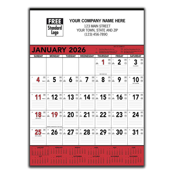 Custom Red & Black Contractor's Memo (13-sheet) Calendar - 2026 | Deluxe.com