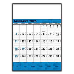 Office Gifts - Blue & Black Contractor's Memo (13-sheet) Calendar
