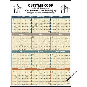 Office Gifts - Time Management Span-A-Year Laminated 2026 Calendar