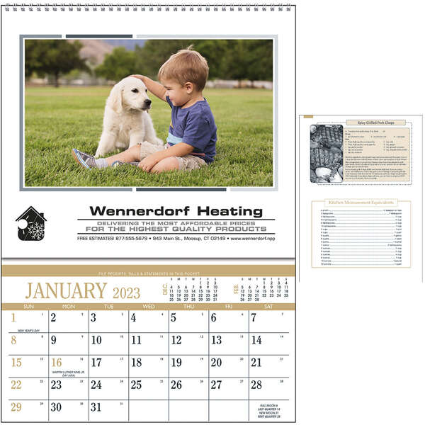 Recipe Pocket Calendar with Monthly Storage Pocket - 2023 | Deluxe