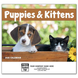 Office Gifts - Puppies & Kittens Calendar, Stapled
