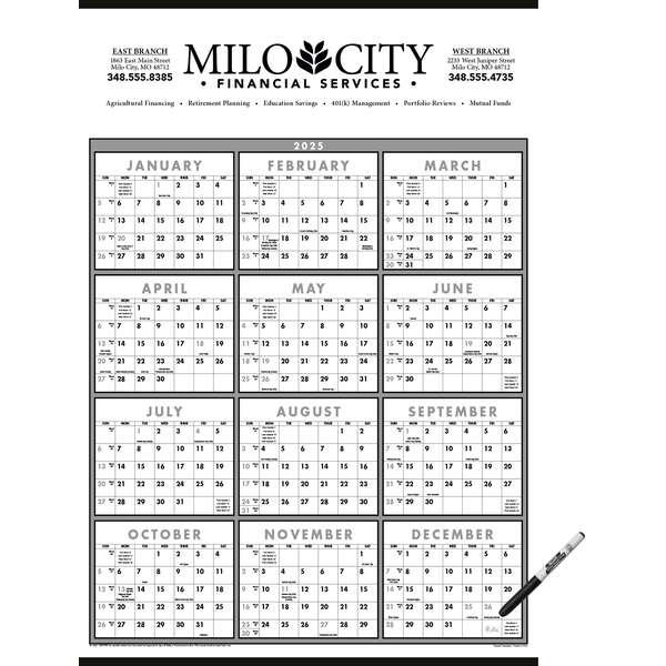 Custom Black & White Span-A-Year Laminated w/Marker | Deluxe.com